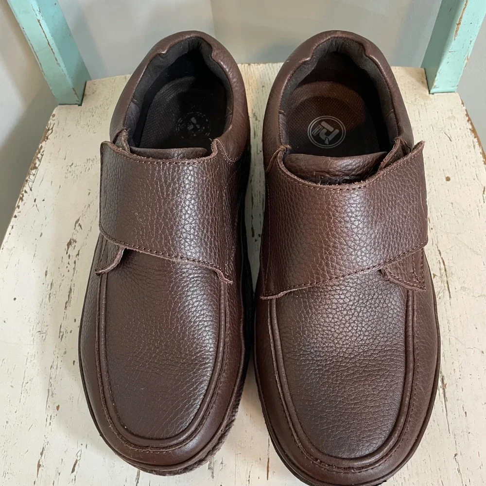 Propet Men's Scandia Strap Shoe M5015 Brown Leather 11.5 Wide Diabetic Comfort